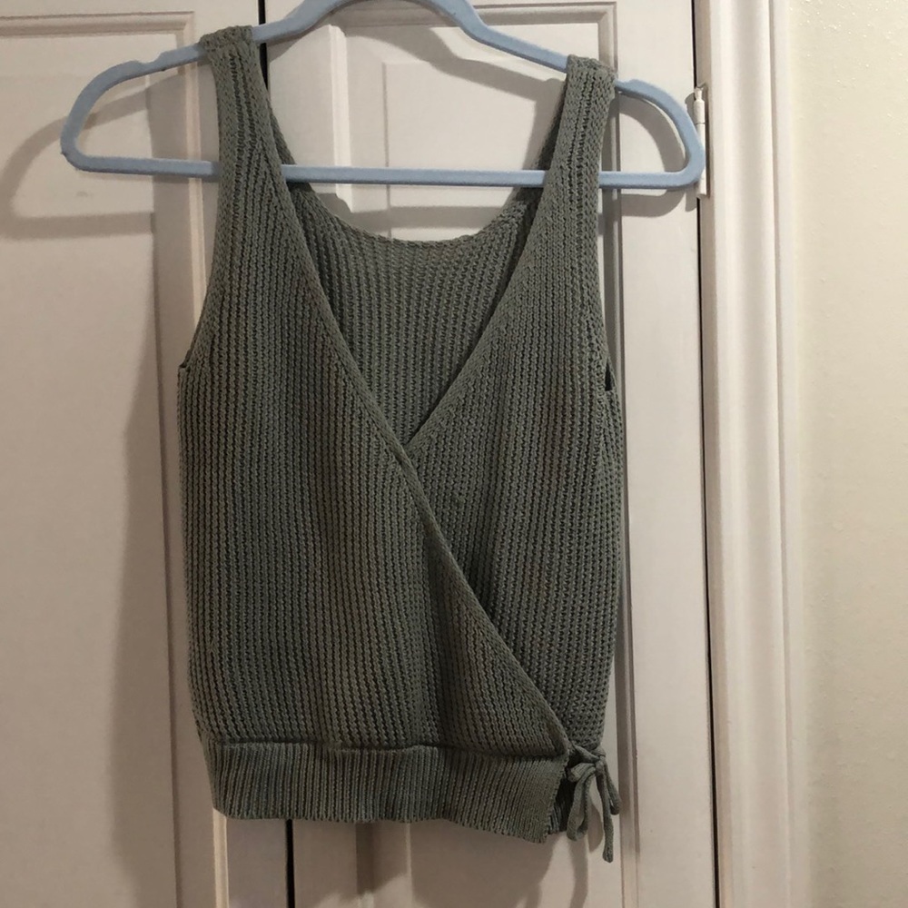 Olive green knit top